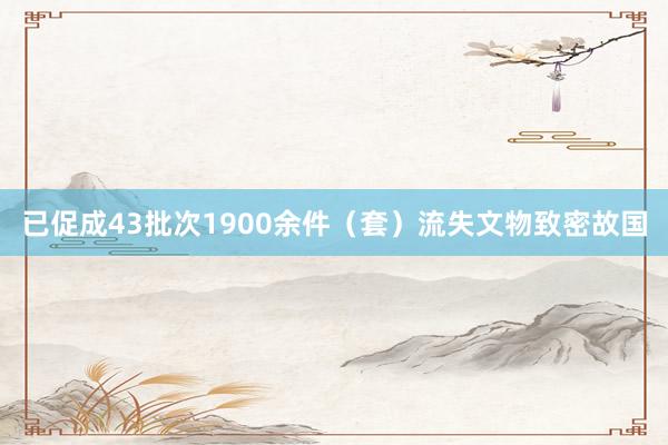 已促成43批次1900余件（套）流失文物致密故国