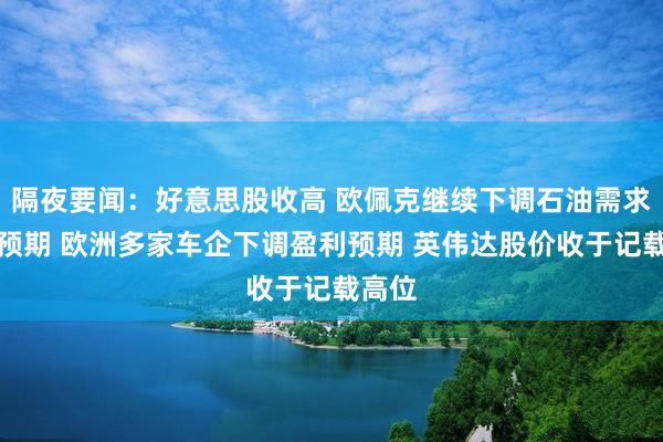 隔夜要闻：好意思股收高 欧佩克继续下调石油需求增长预期 欧洲多家车企下调盈利预期 英伟达股价收于记载高位