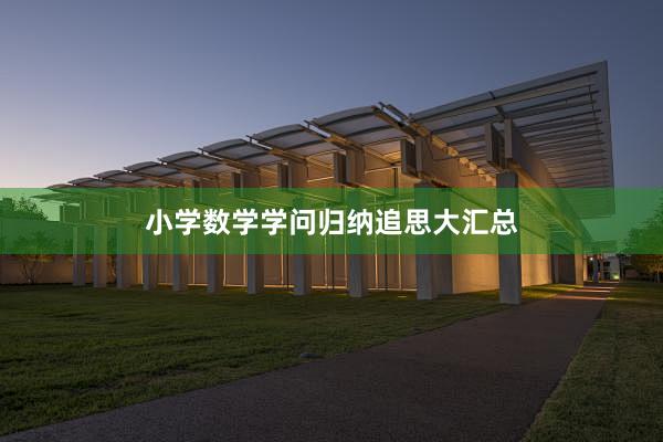 小学数学学问归纳追思大汇总